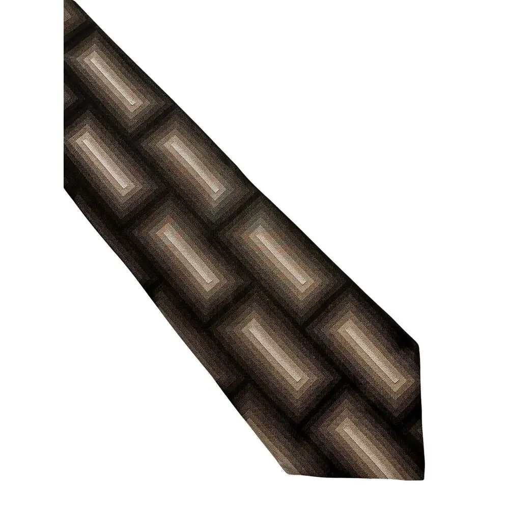 Vintage Pair of Brown and Taupe Murano Silk Neckties - Picture 3 of 4